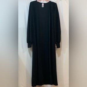 Votique Shimmery Floor Length Longline Duster Balloon Sleeve with Cuff Large